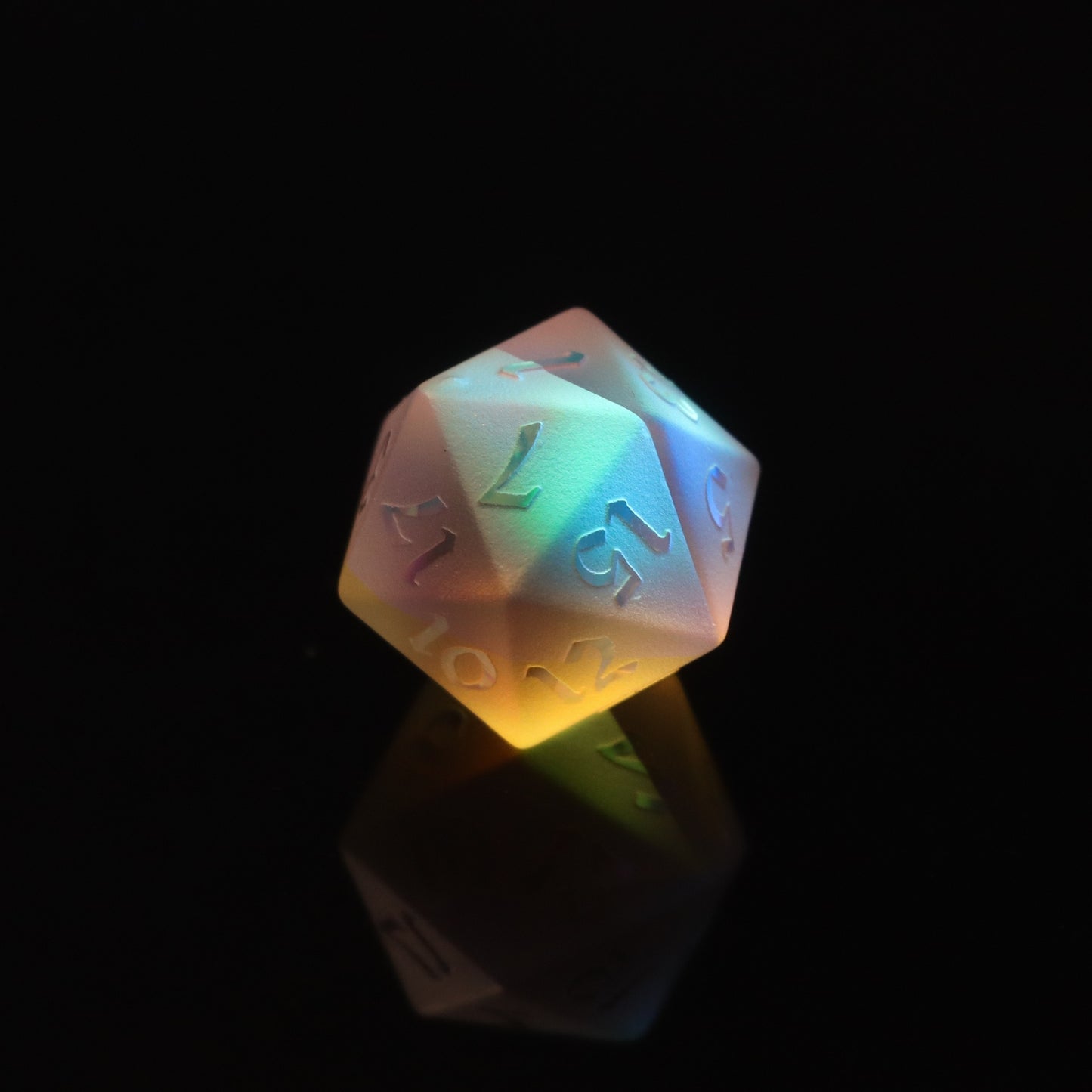 Frosted Prism Dichroic Glass Polyhedral DND Dice SET, Rainbow Glass Prism Engraved DND DICE for RGP Game, Dungeons and Dragons, MTG Game