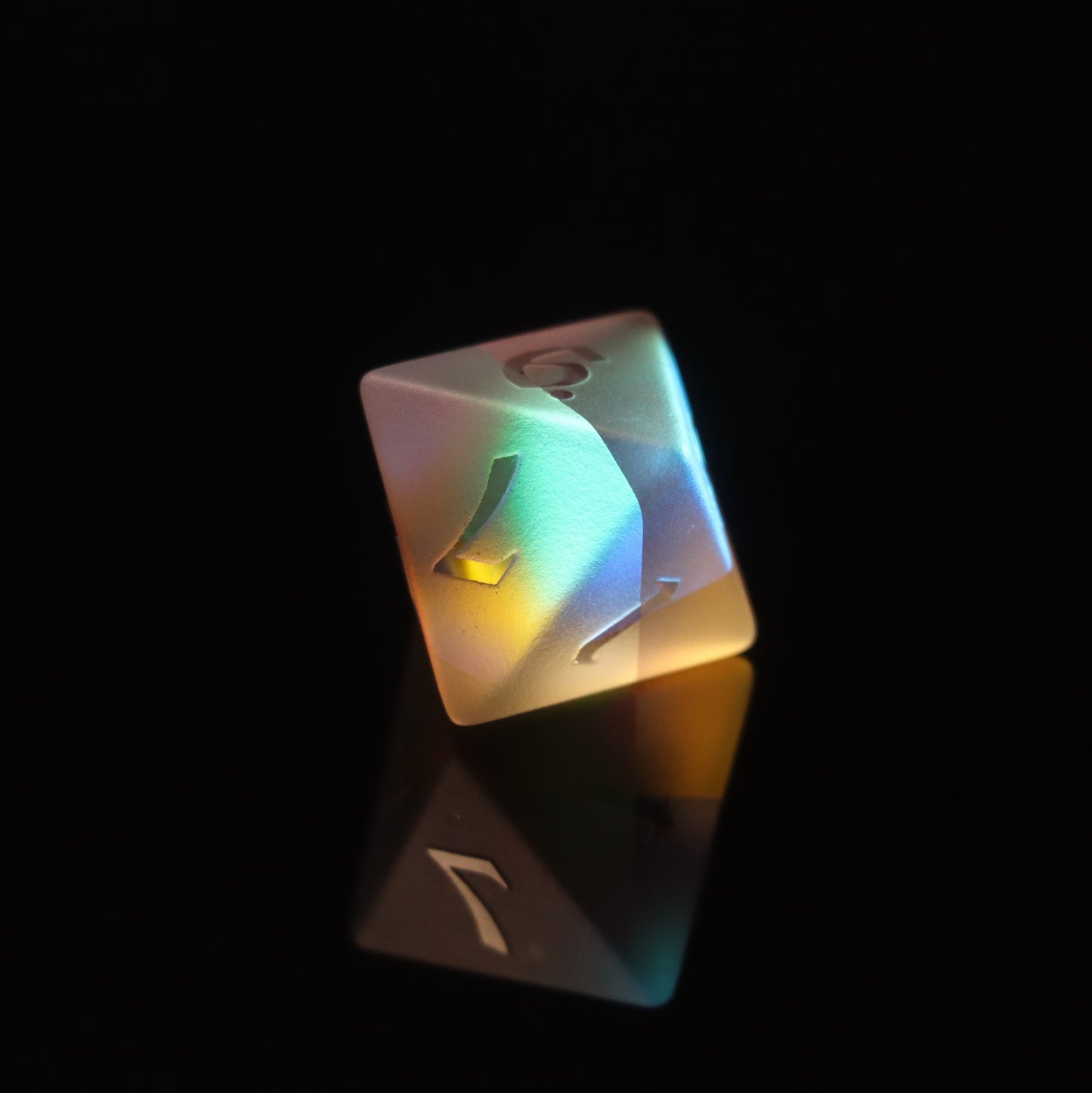 Frosted Prism Dichroic Glass Polyhedral DND Dice SET, Rainbow Glass Prism Engraved DND DICE for RGP Game, Dungeons and Dragons, MTG Game