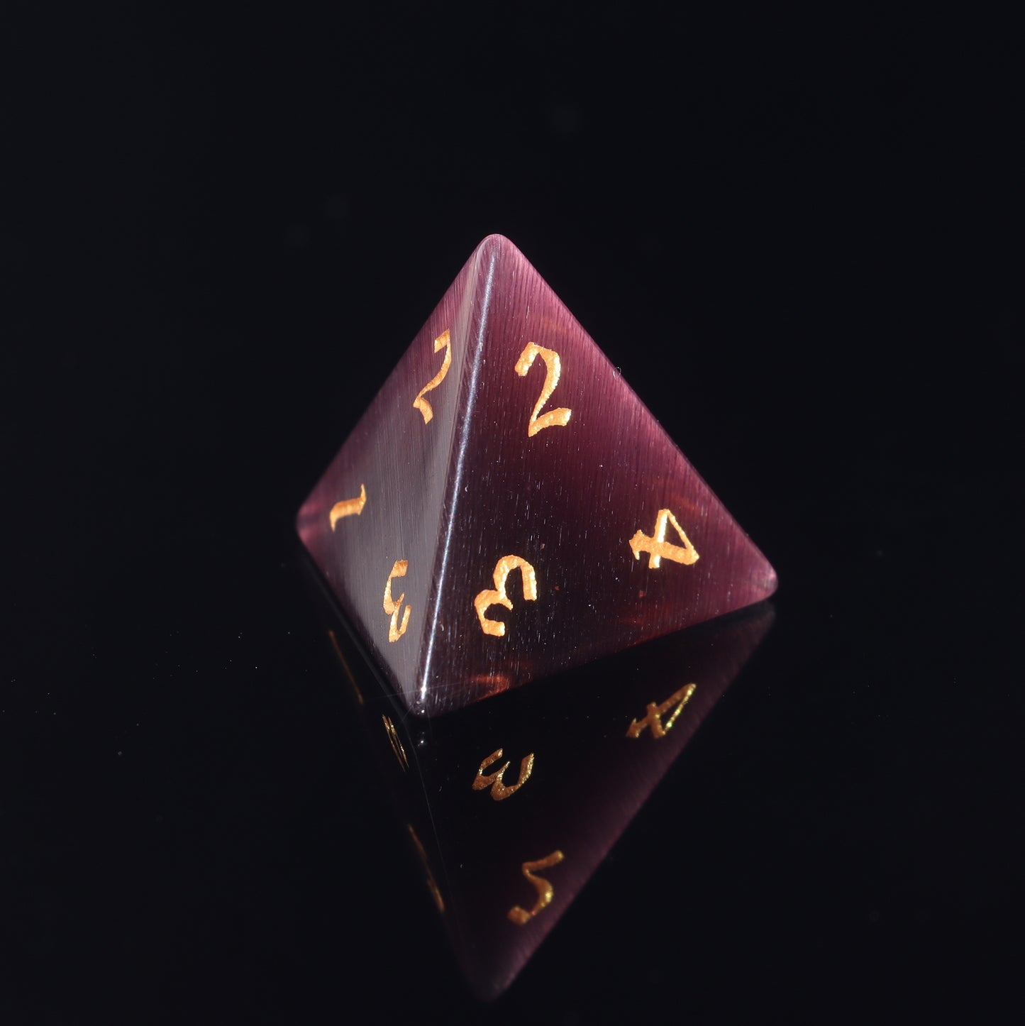 MAGISEVEN Purple Cat's Eye Stone 7 Piece DND RPG Dice Set