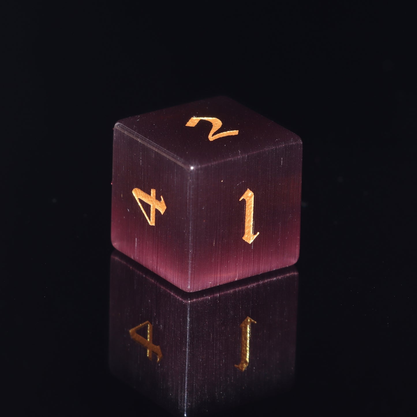 MAGISEVEN Purple Cat's Eye Stone 7 Piece DND RPG Dice Set