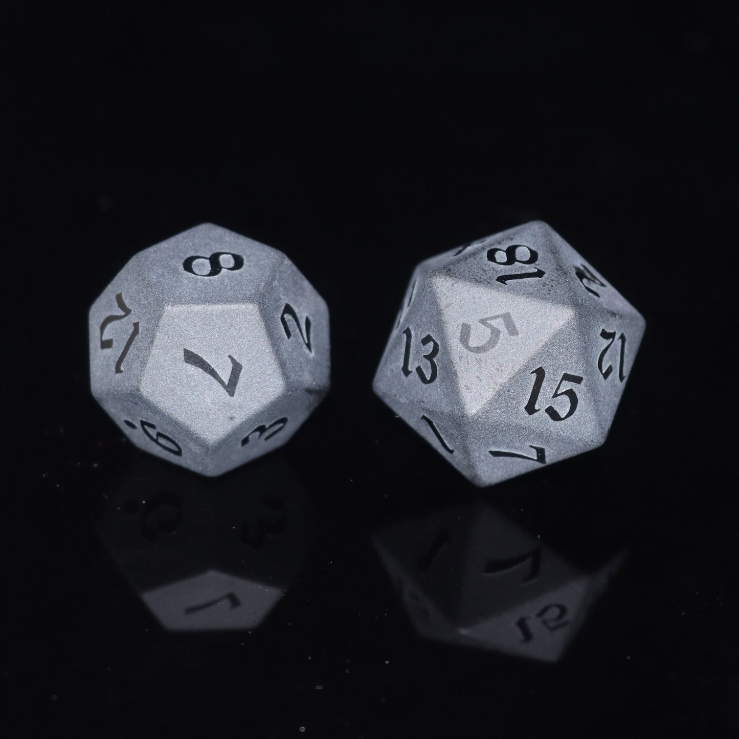 Frosted Obsidian Dice Engraved Gemstone D&D Dice Set Stone DND Dice for Dungeons and Dragons, Handmade Stone Dice for MTG Table Games