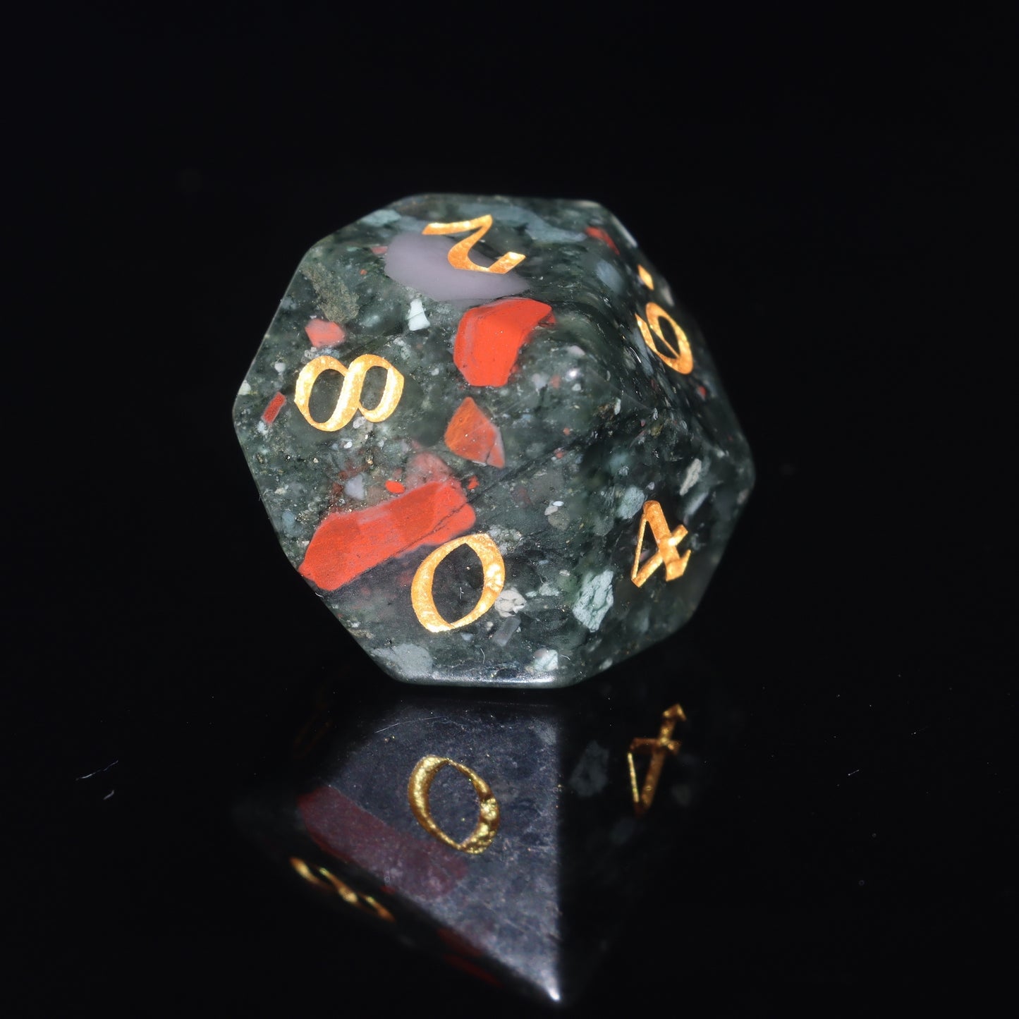 MAGISEVEN African Bloodstone Gemstone 7 Pcs Polyhedral DND Dice for Dungeons and Dragons, Role Playing Games, MTG