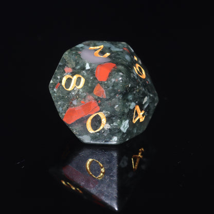 MAGISEVEN African Bloodstone Gemstone 7 Pcs Polyhedral DND Dice for Dungeons and Dragons, Role Playing Games, MTG
