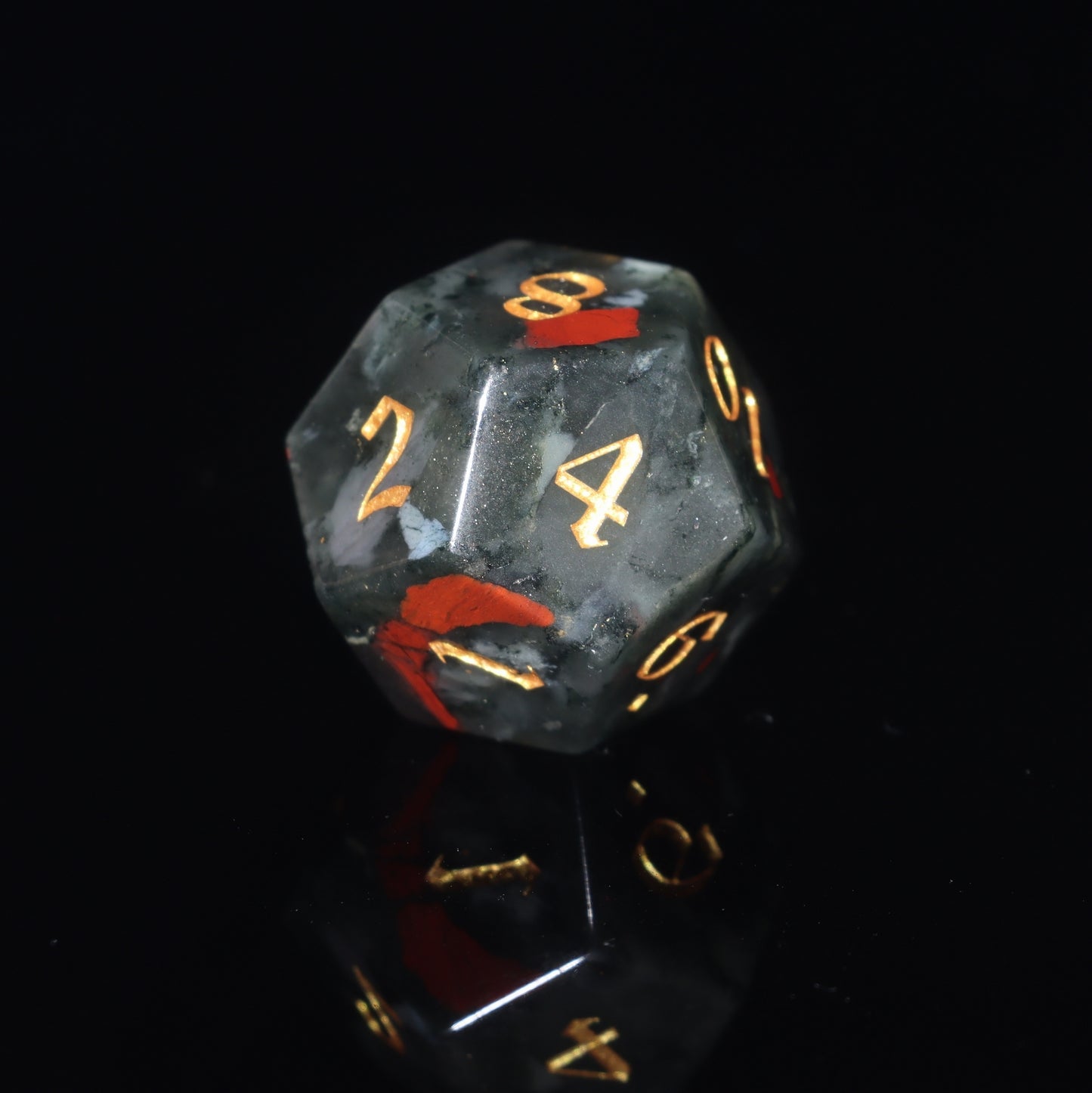 MAGISEVEN African Bloodstone Gemstone 7 Pcs Polyhedral DND Dice for Dungeons and Dragons, Role Playing Games, MTG