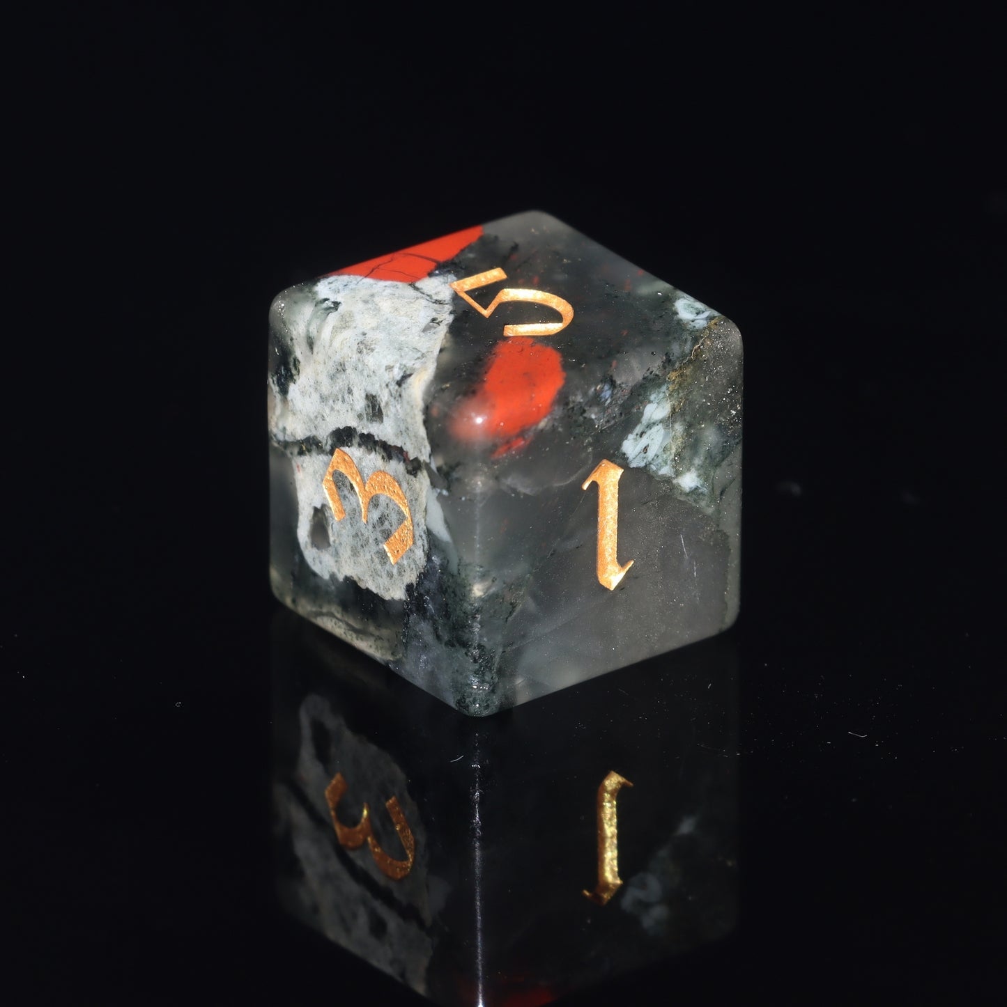 MAGISEVEN African Bloodstone Gemstone 7 Pcs Polyhedral DND Dice for Dungeons and Dragons, Role Playing Games, MTG