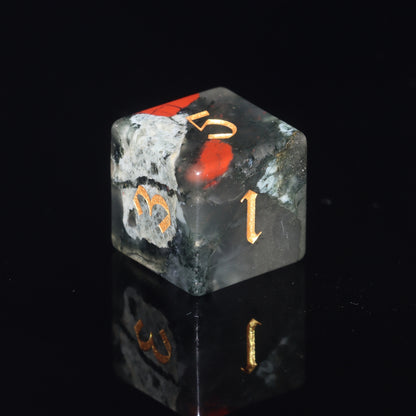 MAGISEVEN African Bloodstone Gemstone 7 Pcs Polyhedral DND Dice for Dungeons and Dragons, Role Playing Games, MTG