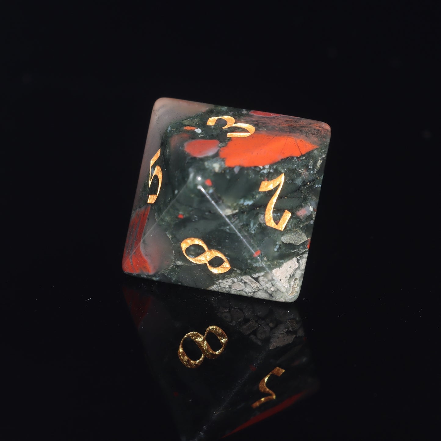 MAGISEVEN African Bloodstone Gemstone 7 Pcs Polyhedral DND Dice for Dungeons and Dragons, Role Playing Games, MTG