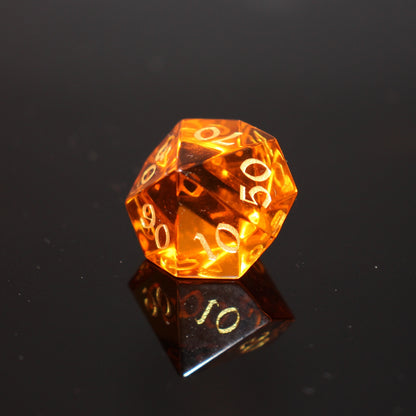 MAGISEVEN Amber Glass DND Dice Set with black cardboard box, Amber Glass DND Dice for DND Role Playing Games