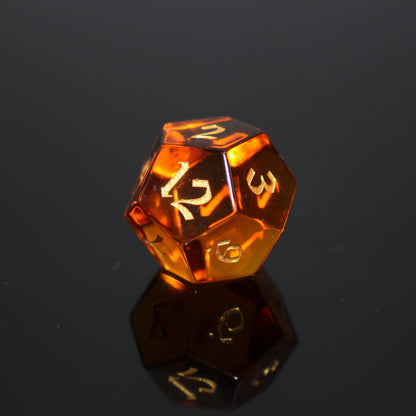 MAGISEVEN Amber Glass DND Dice Set with black cardboard box, Amber Glass DND Dice for DND Role Playing Games