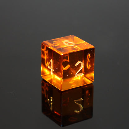 MAGISEVEN Amber Glass DND Dice Set with black cardboard box, Amber Glass DND Dice for DND Role Playing Games