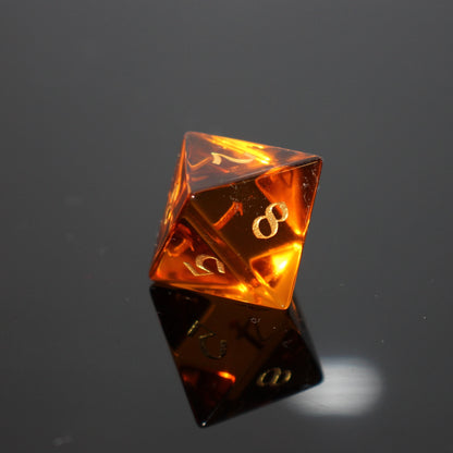 MAGISEVEN Amber Glass DND Dice Set with black cardboard box, Amber Glass DND Dice for DND Role Playing Games