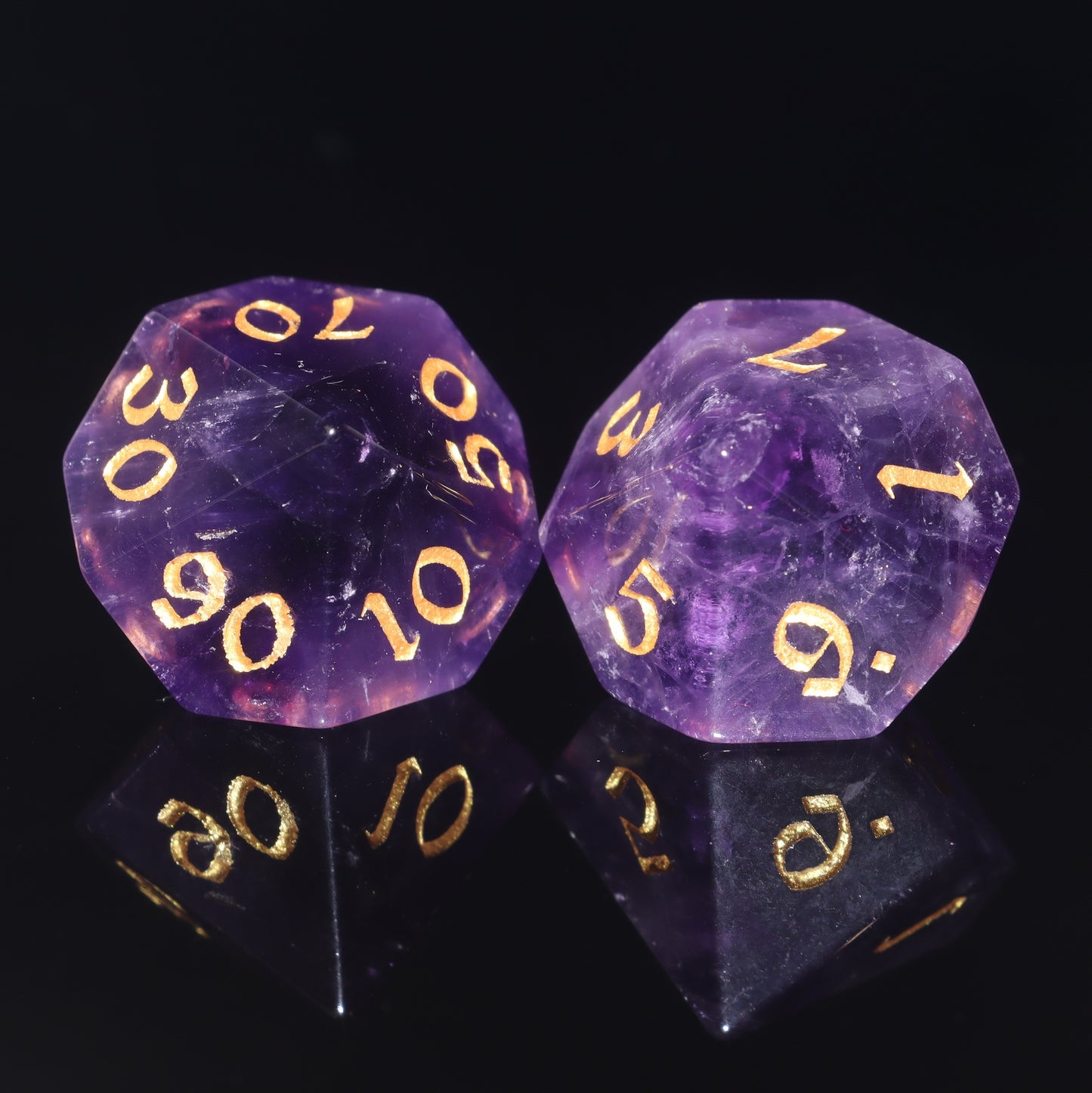 MAGISEVEN Amethyst Gemstone 7 pcs Polyhedral DND Dice From MAGISEVEN for RPG, MTG, ASMR with Cardboard box