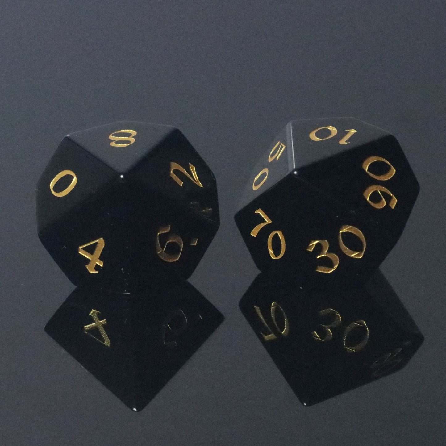 MAGISEVEN Black Obsidian Natural Gemstone Polyhedral DND DICE SET for Dungeons and Dragons, MTG, RPG