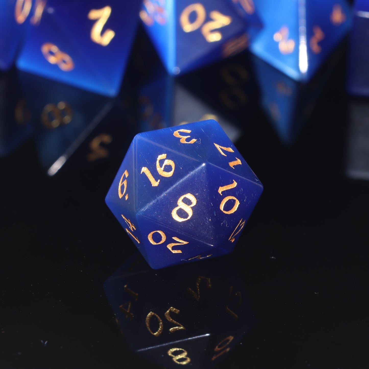 MAGISEVEN Royal Blue Cats' Eye DND Dice Set for DND, TTRPG, MTG