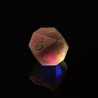 Frosted Prism Dichroic Glass Polyhedral DND Dice SET, Rainbow Glass Prism Engraved DND DICE for RGP Game, Dungeons and Dragons, MTG Game