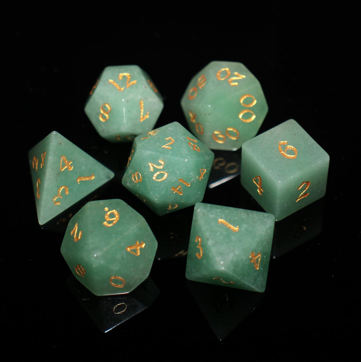 Green Aventurine Sharp Edge DND Dice Set from MAGISEVEN for D&D Role Playing Game, Perfect Gift