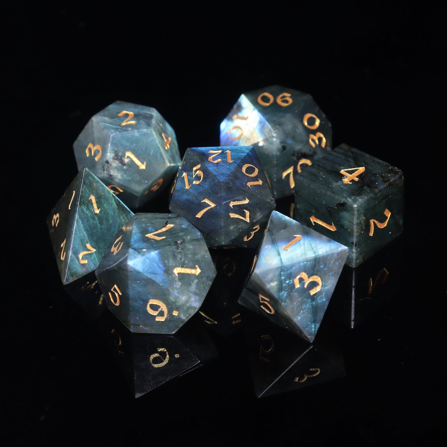 MAGISEVEN Labradorite Natural Gemstone 7 pieces D&D Dice SET