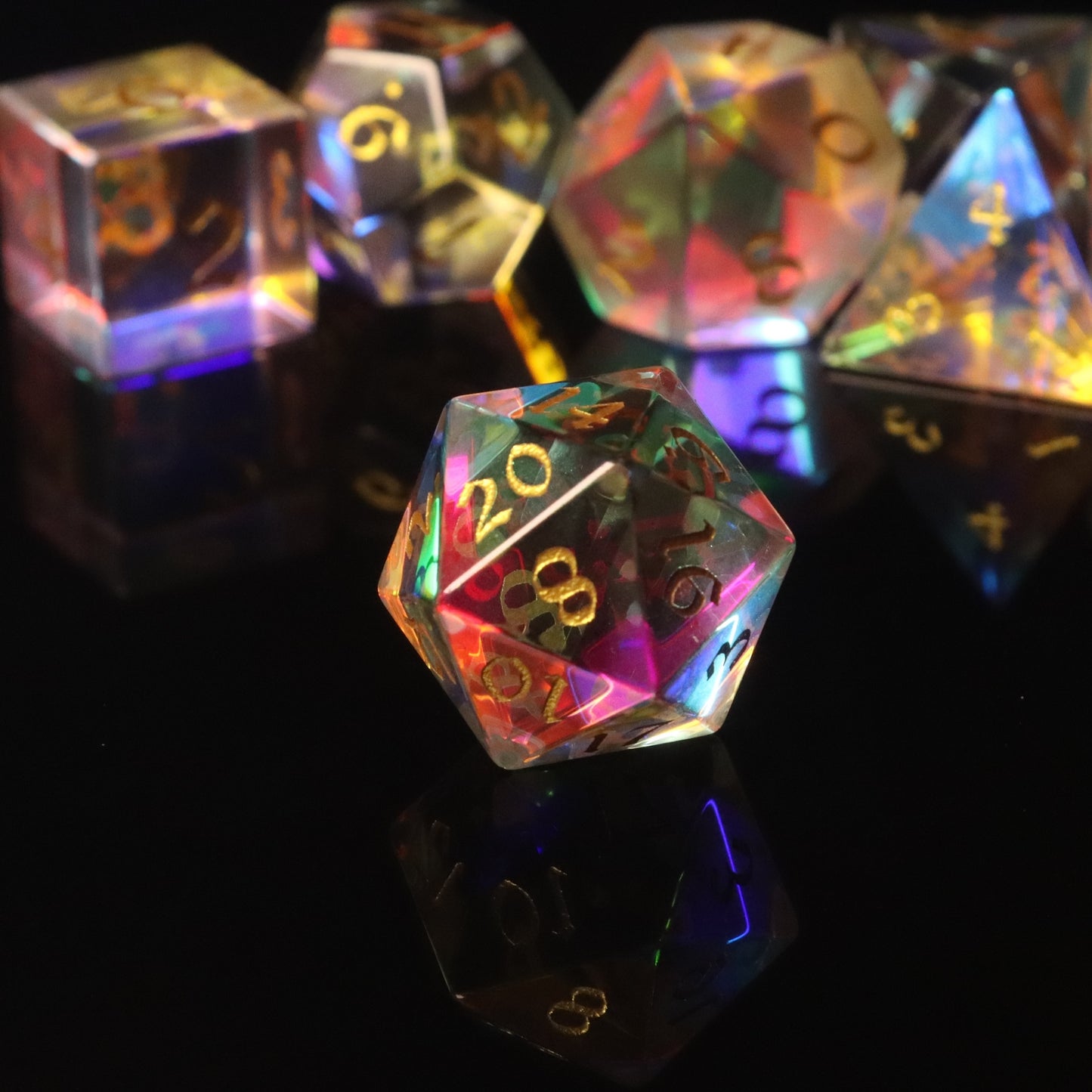 MAGISEVEN Prismatic Dichroic Glass DND Dice Set for Dungeons and Dragons, RPG, MTG, ASMR, Cosplay