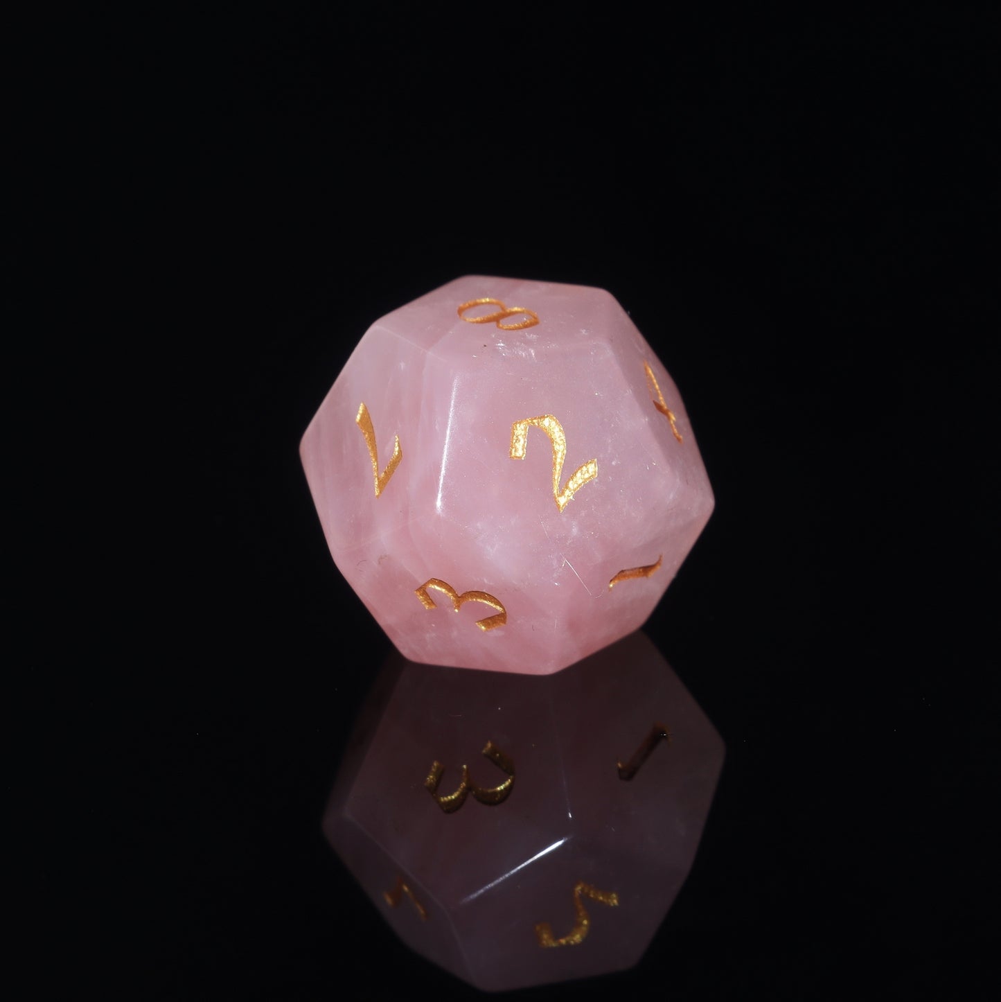 MAGISEVEN Natural Rose Quartz Gemstone D & D Dice Set for Dungeons and Dragons, RPG role playing games, MTG