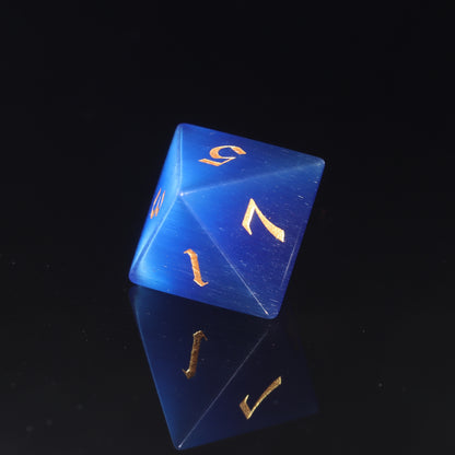 MAGISEVEN Royal Blue Cats' Eye DND Dice Set for DND, TTRPG, MTG