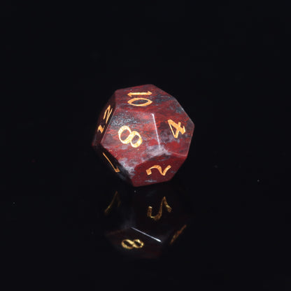 MAGISEVEN Natural Chicken Blood Stone DND DICE Set for TTRPG, Role playing, Pathfinder, MTG, ASMR cosplay