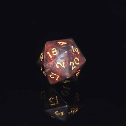 MAGISEVEN Natural Chicken Blood Stone DND DICE Set for TTRPG, Role playing, Pathfinder, MTG, ASMR cosplay