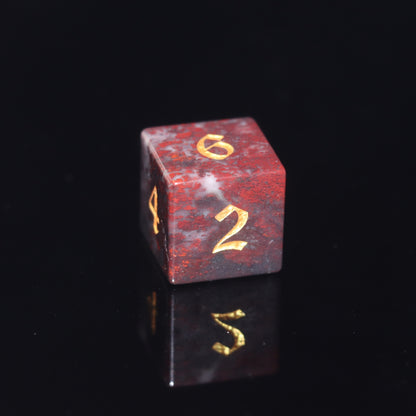 MAGISEVEN Natural Chicken Blood Stone DND DICE Set for TTRPG, Role playing, Pathfinder, MTG, ASMR cosplay