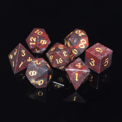 MAGISEVEN Natural Chicken Blood Stone DND DICE Set for TTRPG, Role playing, Pathfinder, MTG, ASMR cosplay