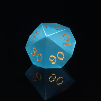 MAGISEVEN Light Blue Cats' Eye Stone DND Dice Set 7 PCS with black cardboard box