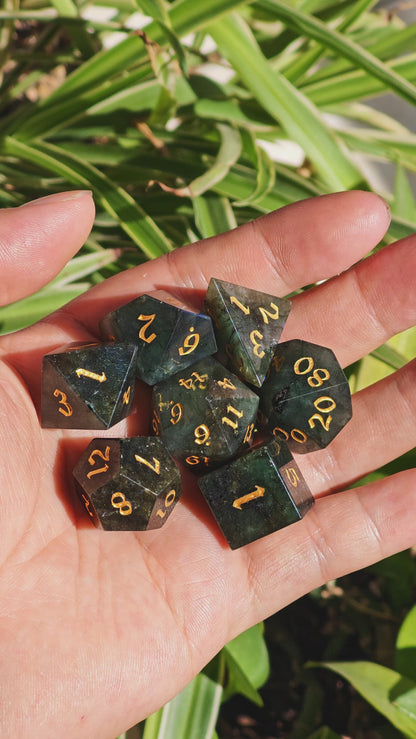 MAGISEVEN Labradorite Natural Gemstone 7 pieces D&D Dice SET