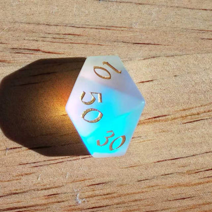 Frosted Prism Glass Dice Set from MAGISEVEN with Clear Numbers for Tabletop Games