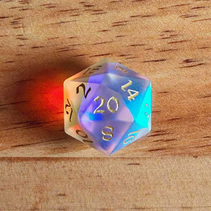 Frosted Prism Glass Dice Set from MAGISEVEN with Clear Numbers for Tabletop Games